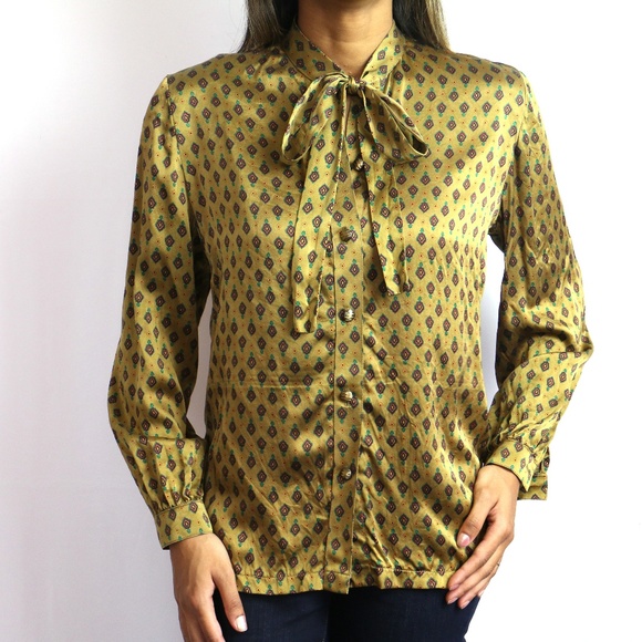 Vintage Patterned Silk Blouse